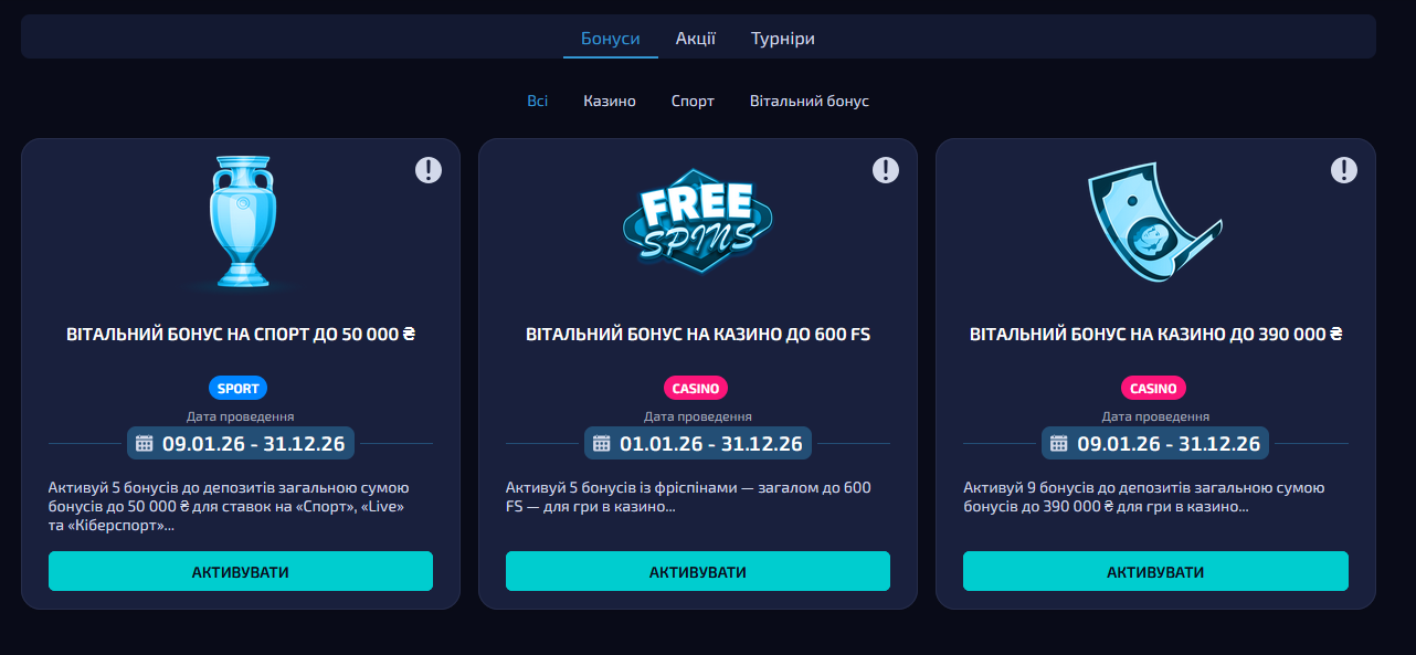 Бонуси на сайті Allwin UA: акції, промокоди та умови відіграшу